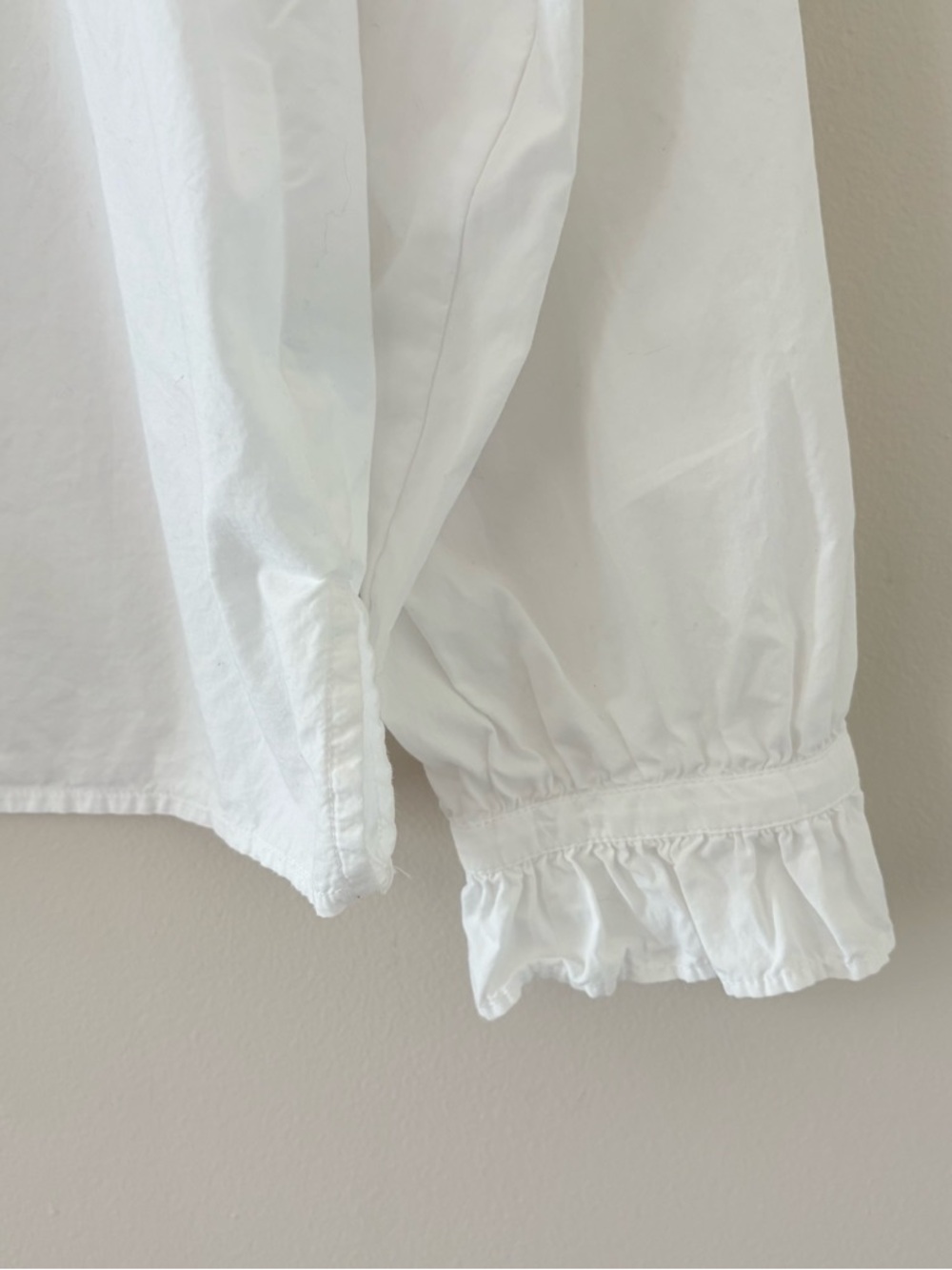 J Crew Cottage Ruffle Button Front Blouse Size 12 Cotton Long Sleeve Preppy - Picture 5 of 11